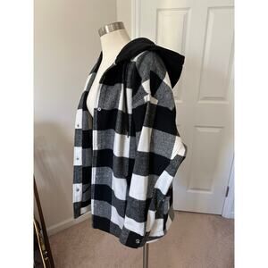 Divided H&M black/white plaid hooded jacket, size small